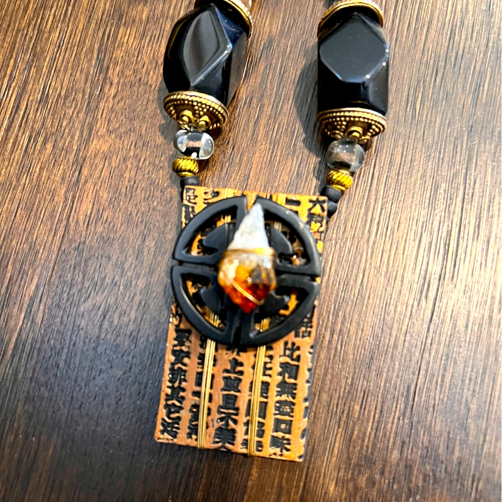 Signed by Carol Kent, Vintage 1990's Necklace Natural Crystal